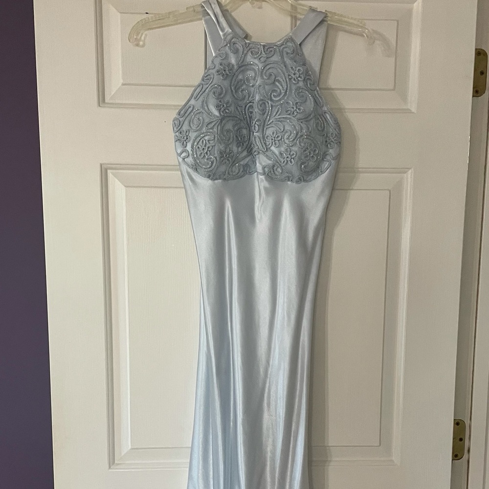 Light blue formal long dress for prom, wedding, bridesmaid.